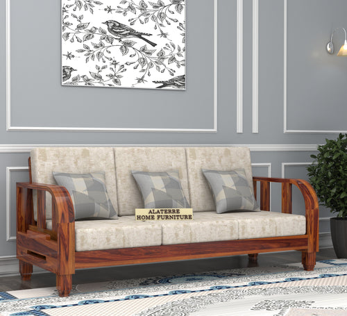 Xenthor 3 Seater Solid Wood Sofa (Honey Finish)