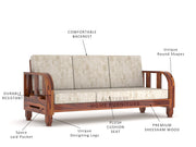 Xenthor 5 Seater Solid Wood Sofa (Honey Finish)