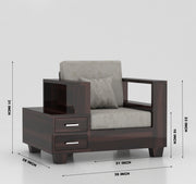 Zephorin 5 Seater Solid Wood Sofa (Walnut Finish)