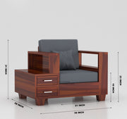 Zephorin 5 Seater Solid Wood Sofa (Honey Finish)