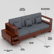 Zephorin 3 Seater Solid Wood Sofa (Honey Finish)