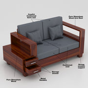 Zephorin 2 Seater Solid Wood Sofa (Honey Finish)