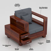 Zephorin 5 Seater Solid Wood Sofa (Honey Finish)
