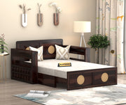Hoventhos Sheesham Wood 2 Seater Sofa Bed With Storage (Walnut Finish)