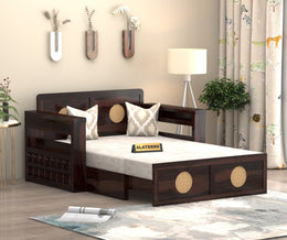 Hoventhos Sheesham Wood 2 Seater Sofa Bed With Storage (Walnut Finish)