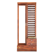 Calvoris Sheesham Wood Dressing Table with Mirror and Drawers (Honey Finish)