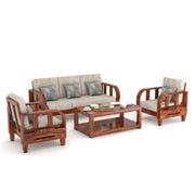 Xenthor 5 Seater Solid Wood Sofa (Honey Finish)