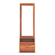 Brendral Sheesham Wood Dressing Table with Mirror and Drawers (Honey Finish)