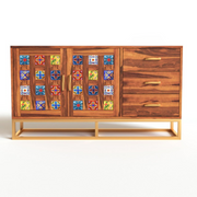 Xenthoris Sheesham Wood Cabinet and Sideboard (Honey Finish)