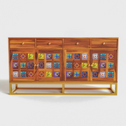 Ulexis Sheesham Wood Cabinet and Sideboard (Honey Finish)