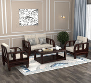 Xenthor 4 Seater Solid Wood Sofa (Walnut Finish)