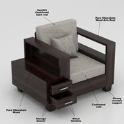 Zephorin 6 Seater Solid Wood Sofa (Walnut Finish)