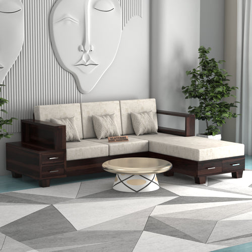 Zephorin 4 Seater Solid Wood Sofa (Walnut Finish)