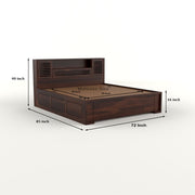 Melvior Sheesham Wood King Size Bed with Box Storage and Chip Detailing (Walnut Finish)