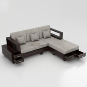 Zephorin 4 Seater Solid Wood Sofa (Walnut Finish)