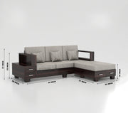 Zephorin 4 Seater Solid Wood Sofa (Walnut Finish)