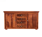 Travorin Sheesham Wood Cabinet and Sideboard (Honey Finish)