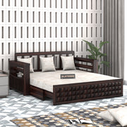 Diamond Sheesham Wood 3 Seater Sofa Bed With Storage Without Back (Walnut Finish)