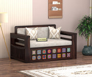 Gexorian Sheesham Wood 2 Seater Sofa Bed With Storage (Walnut Finish)