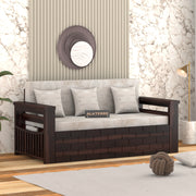 Elventhis Sheesham Wood 3 Seater Sofa Bed With Storage (Walnut Finish)