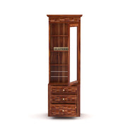 Alvethis Sheesham Wood Dressing Table with Mirror and Drawers (Honey Finish)