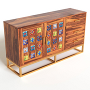 Xenthoris Sheesham Wood Cabinet and Sideboard (Honey Finish)