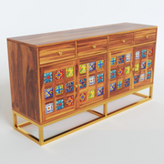 Ulexis Sheesham Wood Cabinet and Sideboard (Honey Finish)