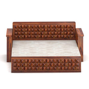 Diamond Sheesham Wood 3 Seater Sofa Bed With Storage (Honey Finish)
