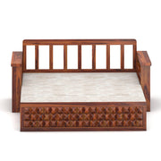 Diamond Sheesham Wood 3 Seater Sofa Bed With Storage Without Back (Honey Finish)