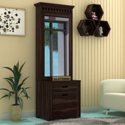 Ythorin Sheesham Wood Dressing Table with Mirror and Drawers (Walnut Finish)