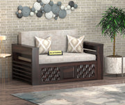 Fralvion Sheesham Wood 2 Seater Sofa Bed With Storage (Walnut Finish)
