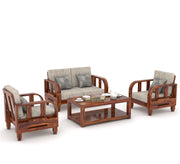 Xenthor 4 Seater Solid Wood Sofa (Honey Finish)