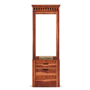 Ythorin Sheesham Wood Dressing Table with Mirror and Drawers (Honey Finish)