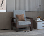 Ylthor 1 Seater Solid Wood Sofa (Walnut Finish)