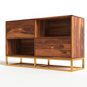 Zevaris Sheesham Wood Cabinet and Sideboard (Honey Finish)