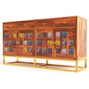 Ulexis Sheesham Wood Cabinet and Sideboard (Honey Finish)