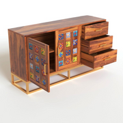 Xenthoris Sheesham Wood Cabinet and Sideboard (Honey Finish)