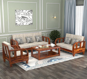 Xenthor 6 Seater Solid Wood Sofa (Honey Finish)