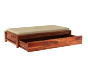 Elthorn Sheesham Wood Storage Divan with Mattress (Honey Finish)
