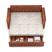Diamond Sheesham Wood 3 Seater Sofa Bed With Storage (Honey Finish)
