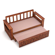 Diamond Sheesham Wood 3 Seater Sofa Bed With Storage Without Back (Honey Finish)