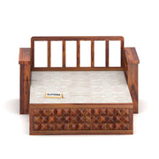 Diamond Sheesham Wood 2 Seater Sofa Bed With Storage Without Back (Honey Finish)
