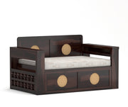 Hoventhos Sheesham Wood 2 Seater Sofa Bed With Storage (Walnut Finish)