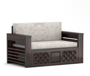 Fralvion Sheesham Wood 2 Seater Sofa Bed With Storage (Walnut Finish)