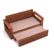 Diamond Sheesham Wood 3 Seater Sofa Bed With Storage (Honey Finish)
