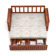 Diamond Sheesham Wood 3 Seater Sofa Bed With Storage Without Back (Honey Finish)