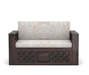 Fralvion Sheesham Wood 2 Seater Sofa Bed With Storage (Walnut Finish)