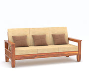 Ylthor 6 Seater Solid Wood Sofa (Honey Finish)