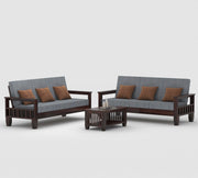 Ylthor 3+3 Seater Solid Wood Sofa (Walnut Finish)