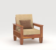 Ylthor 5 Seater Solid Wood Sofa (Honey Finish)